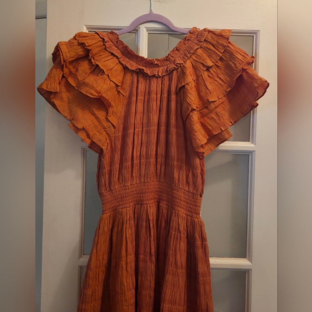 Cleobella Sunset Teracotta Tiered Ruffle Maxi Dress - Picture 4 of 9